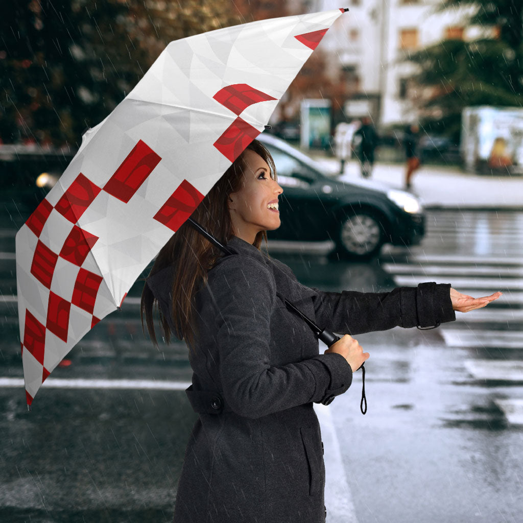 Custom Croatia National Football Umbrella Red Checkerboard Glagolitic Script Geometric Pattern Art