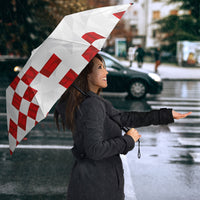 Custom Croatia National Football Umbrella Red Checkerboard Glagolitic Script Geometric Pattern Art