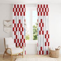 Custom Croatia National Football Window Curtain Red Checkerboard Glagolitic Script Geometric Pattern Art