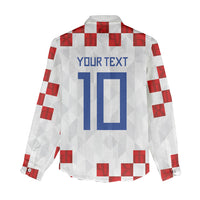 Custom Croatia National Football Women Casual Shirt Red Checkerboard Glagolitic Script Geometric Pattern Art