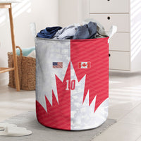 Custom USA and Canada National Football Laundry Basket Maple Leaf Geometric and American Stripes