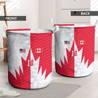 Custom USA and Canada National Football Laundry Basket Maple Leaf Geometric and American Stripes