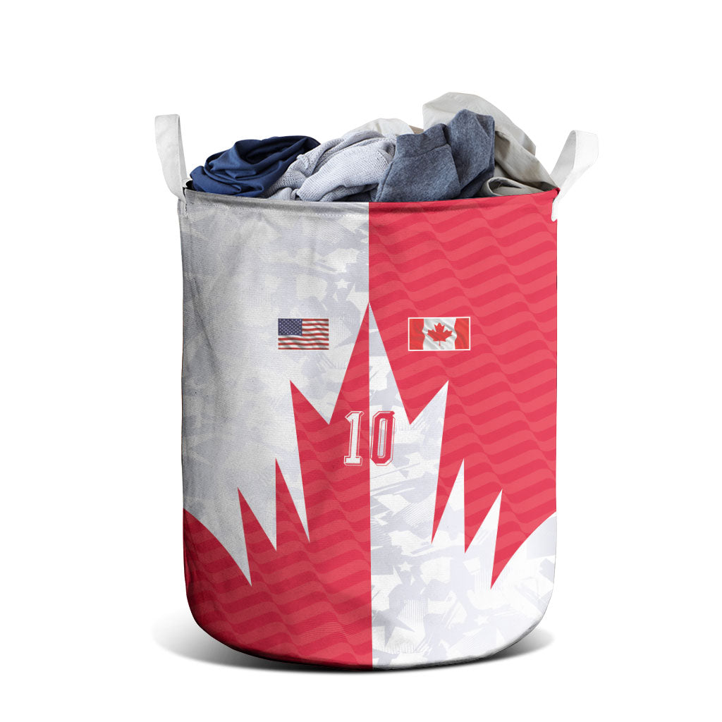 Custom USA and Canada National Football Laundry Basket Maple Leaf Geometric and American Stripes