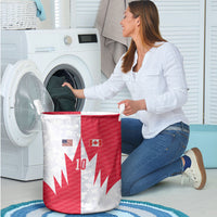 Custom USA and Canada National Football Laundry Basket Maple Leaf Geometric and American Stripes