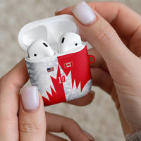 Custom USA and Canada National Football AirPods Case Maple Leaf Geometric and American Stripes