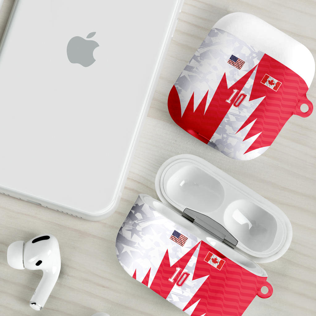 Custom USA and Canada National Football AirPods Case Maple Leaf Geometric and American Stripes
