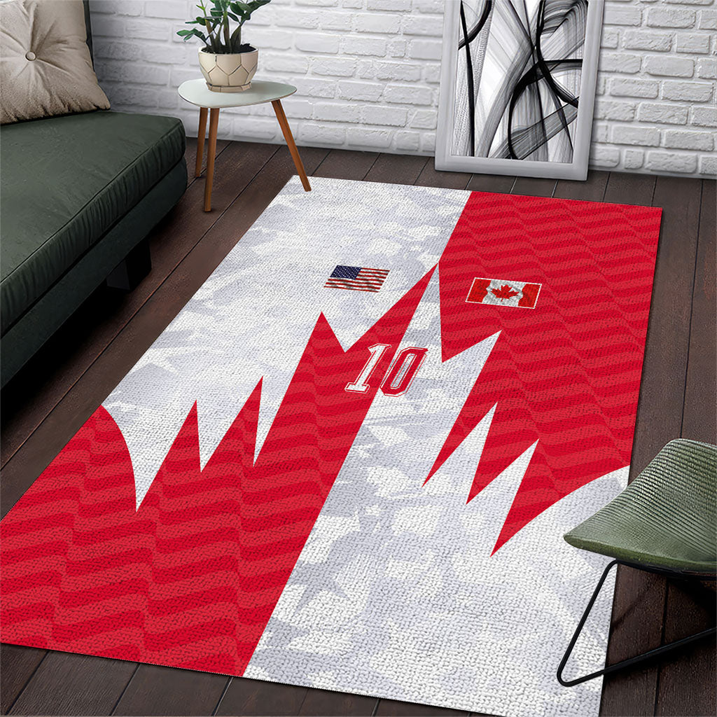 Custom USA and Canada National Football Area Rug Maple Leaf Geometric and American Stripes