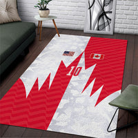 Custom USA and Canada National Football Area Rug Maple Leaf Geometric and American Stripes