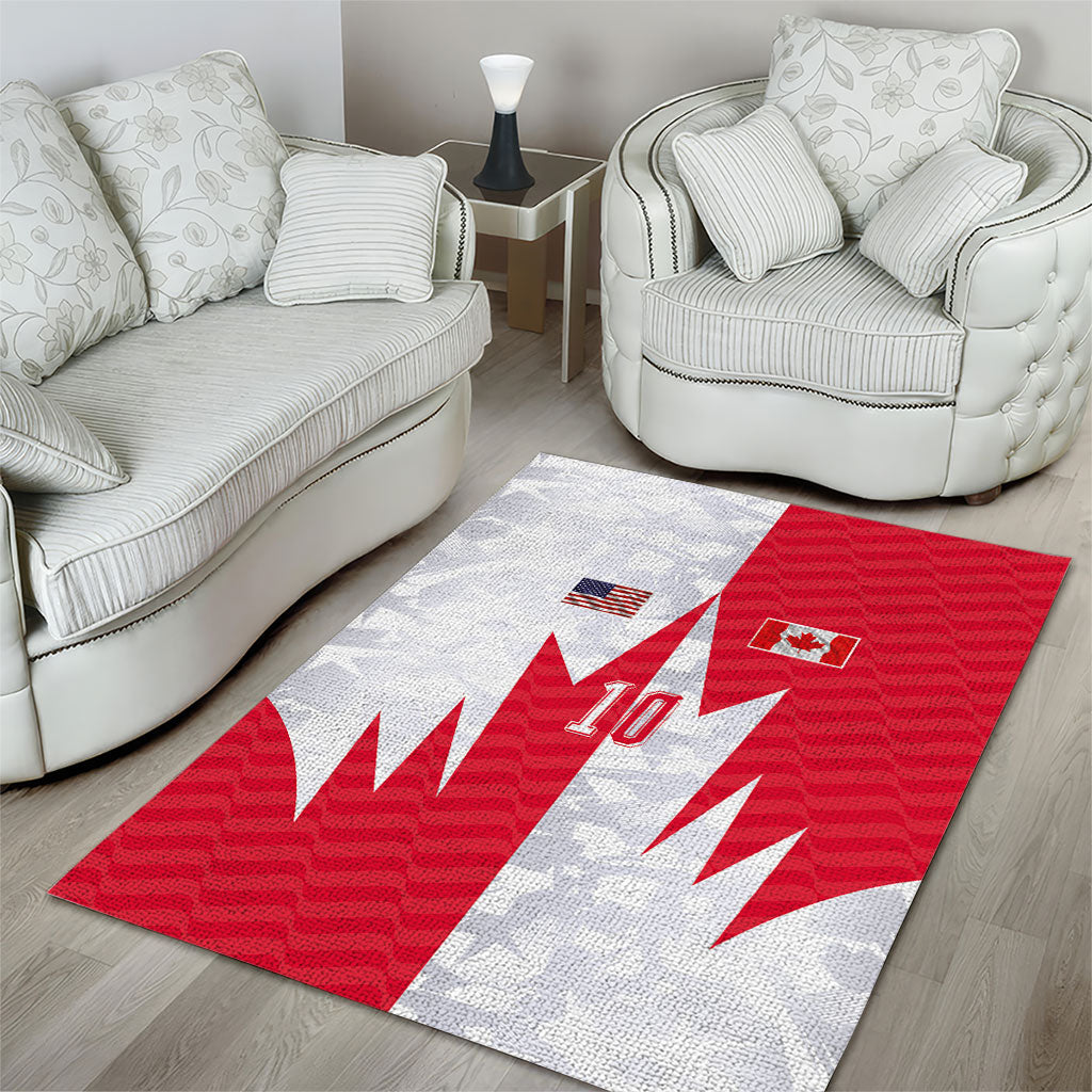 Custom USA and Canada National Football Area Rug Maple Leaf Geometric and American Stripes
