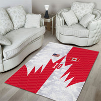 Custom USA and Canada National Football Area Rug Maple Leaf Geometric and American Stripes