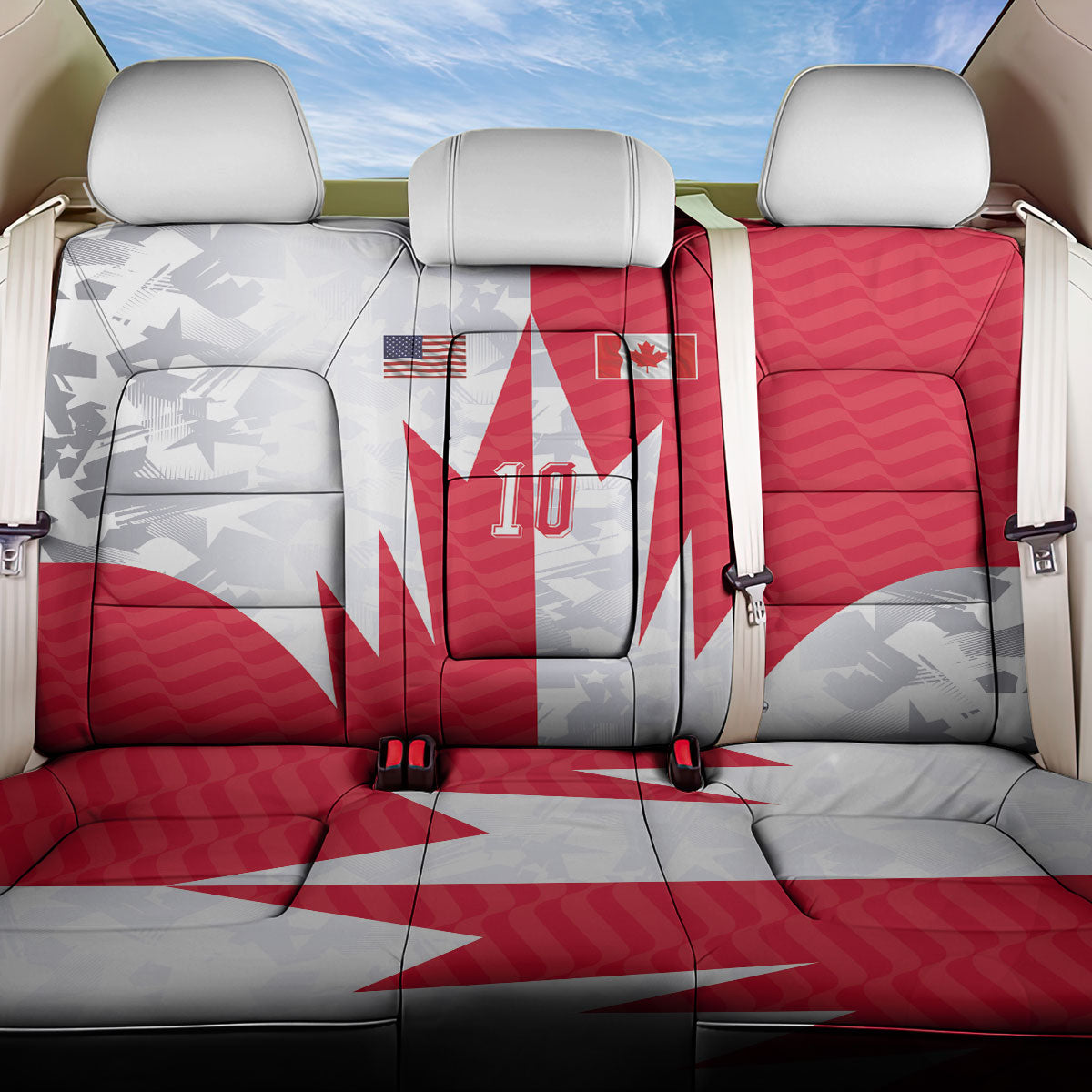 Custom USA and Canada National Football Back Car Seat Cover Maple Leaf Geometric and American Stripes