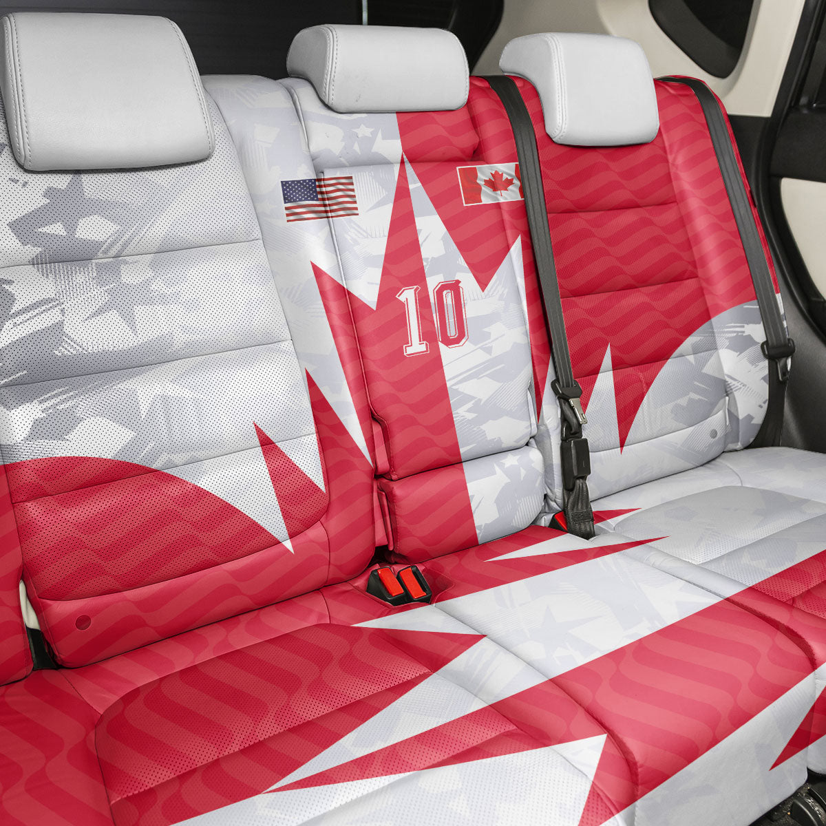 Custom USA and Canada National Football Back Car Seat Cover Maple Leaf Geometric and American Stripes