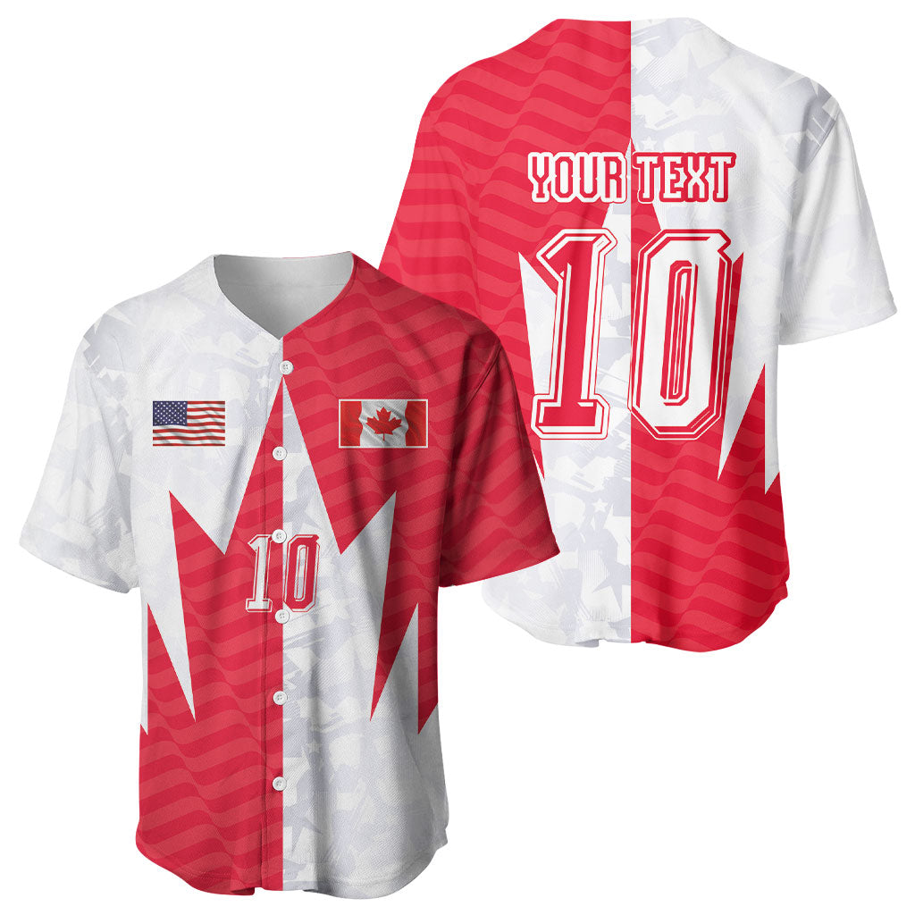 Custom USA and Canada National Football Baseball Jersey Maple Leaf Geometric and American Stripes