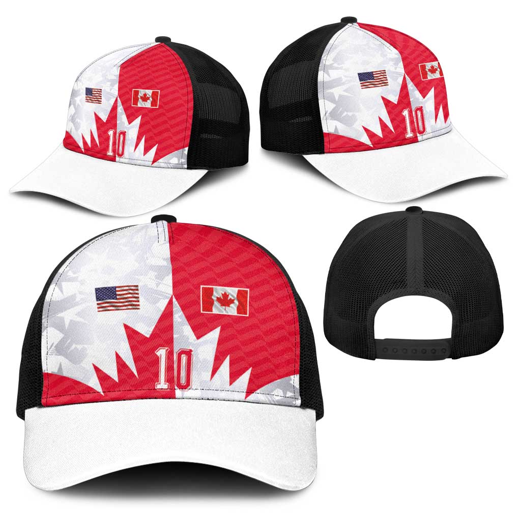 Custom USA and Canada National Football Baseball Net Cap Maple Leaf Geometric and American Stripes