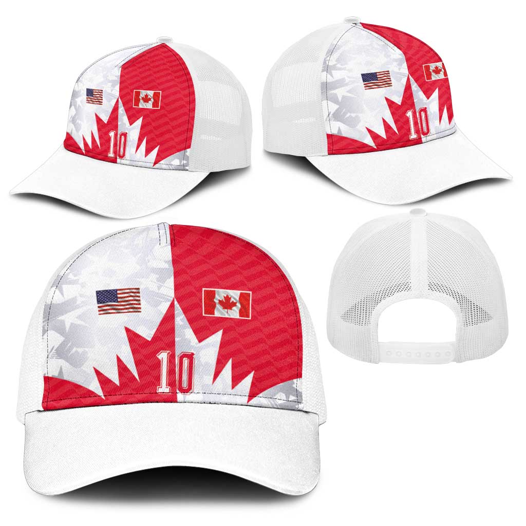 Custom USA and Canada National Football Baseball Net Cap Maple Leaf Geometric and American Stripes