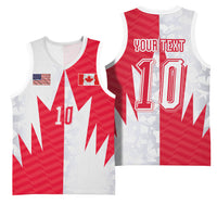 Custom USA and Canada National Football Basketball Jersey Maple Leaf Geometric and American Stripes