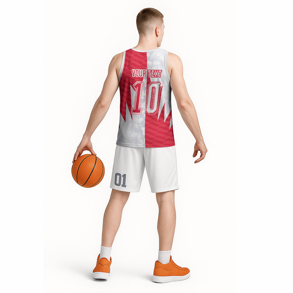 Custom USA and Canada National Football Basketball Jersey Maple Leaf Geometric and American Stripes