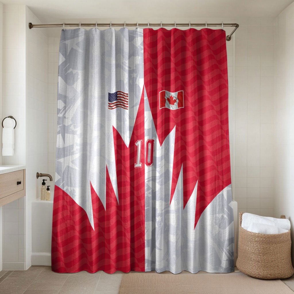 Custom USA and Canada National Football Bathroom Set Maple Leaf Geometric and American Stripes