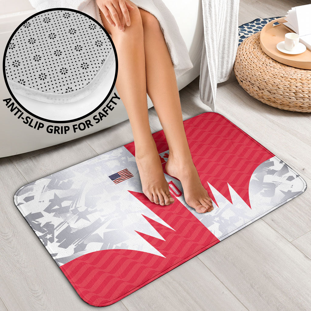 Custom USA and Canada National Football Bathroom Set Maple Leaf Geometric and American Stripes