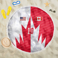 Custom USA and Canada National Football Beach Blanket Maple Leaf Geometric and American Stripes