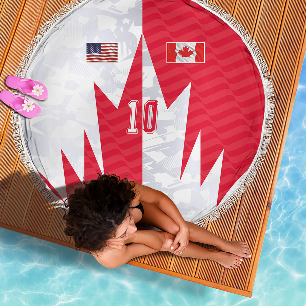 Custom USA and Canada National Football Beach Blanket Maple Leaf Geometric and American Stripes