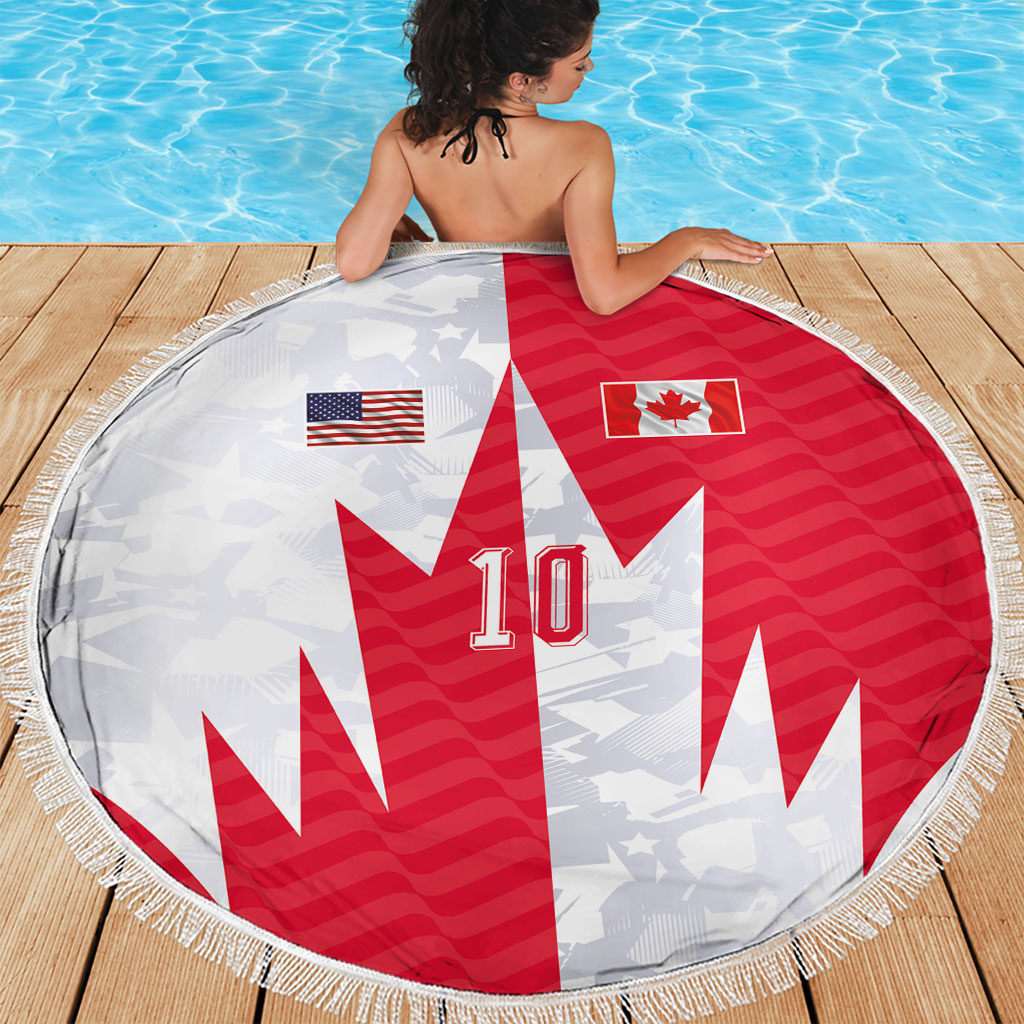 Custom USA and Canada National Football Beach Blanket Maple Leaf Geometric and American Stripes
