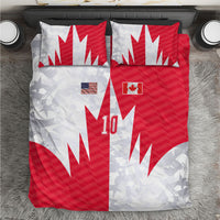 Custom USA and Canada National Football Bedding Set Maple Leaf Geometric and American Stripes