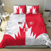 Custom USA and Canada National Football Bedding Set Maple Leaf Geometric and American Stripes