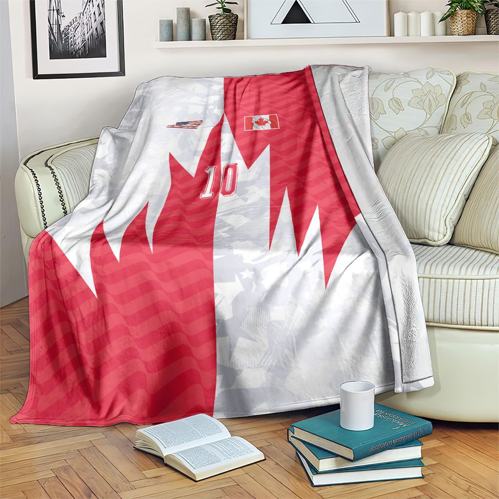 Custom USA and Canada National Football Blanket Maple Leaf Geometric and American Stripes