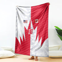 Custom USA and Canada National Football Blanket Maple Leaf Geometric and American Stripes
