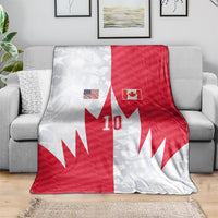 Custom USA and Canada National Football Blanket Maple Leaf Geometric and American Stripes