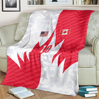 Custom USA and Canada National Football Blanket Maple Leaf Geometric and American Stripes