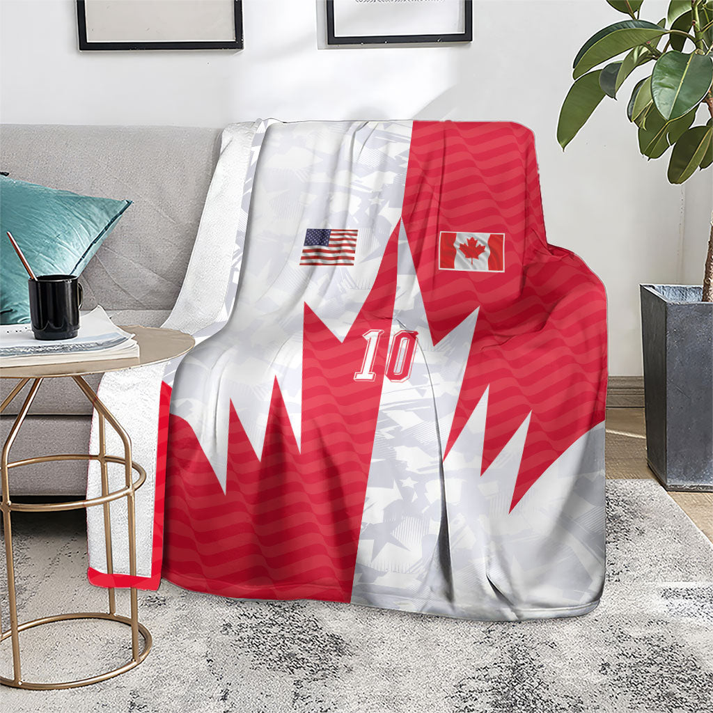 Custom USA and Canada National Football Blanket Maple Leaf Geometric and American Stripes