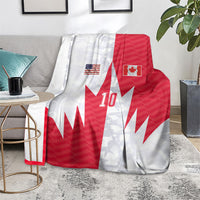 Custom USA and Canada National Football Blanket Maple Leaf Geometric and American Stripes