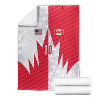 Custom USA and Canada National Football Blanket Maple Leaf Geometric and American Stripes