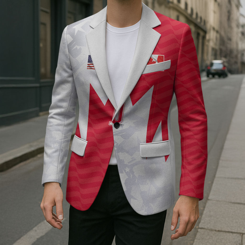 Custom USA and Canada National Football Blazer Maple Leaf Geometric and American Stripes