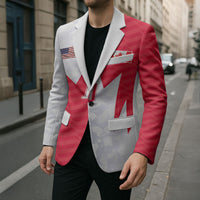 Custom USA and Canada National Football Blazer Maple Leaf Geometric and American Stripes