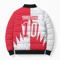 Custom USA and Canada National Football Bomber Puffer Jacket Maple Leaf Geometric and American Stripes