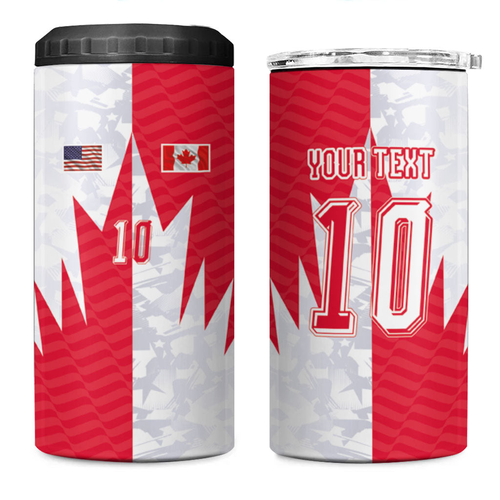 Custom USA and Canada National Football 4 in 1 Can Cooler Tumbler Maple Leaf Geometric and American Stripes