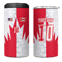 Custom USA and Canada National Football 4 in 1 Can Cooler Tumbler Maple Leaf Geometric and American Stripes