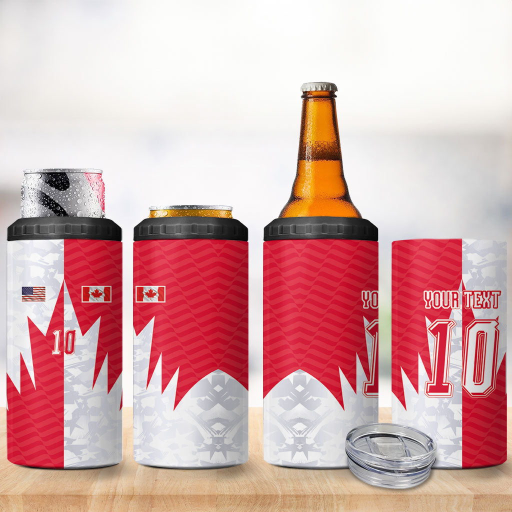 Custom USA and Canada National Football 4 in 1 Can Cooler Tumbler Maple Leaf Geometric and American Stripes