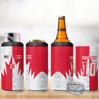 Custom USA and Canada National Football 4 in 1 Can Cooler Tumbler Maple Leaf Geometric and American Stripes