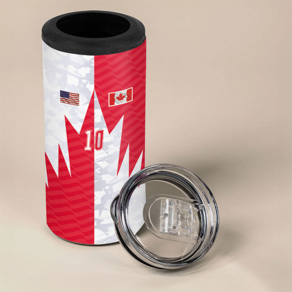 Custom USA and Canada National Football 4 in 1 Can Cooler Tumbler Maple Leaf Geometric and American Stripes