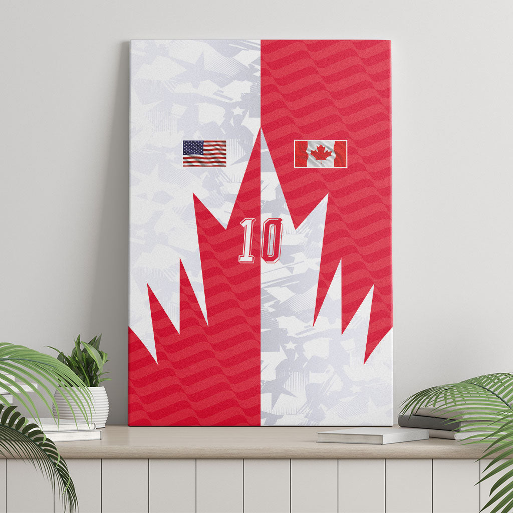 Custom USA and Canada National Football Canvas Wall Art Maple Leaf Geometric and American Stripes