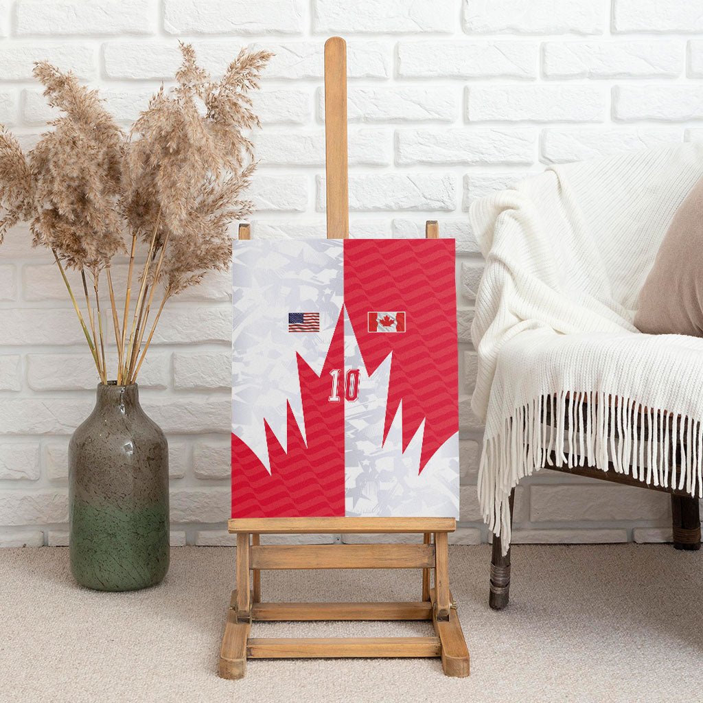 Custom USA and Canada National Football Canvas Wall Art Maple Leaf Geometric and American Stripes
