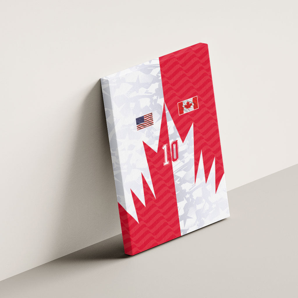 Custom USA and Canada National Football Canvas Wall Art Maple Leaf Geometric and American Stripes