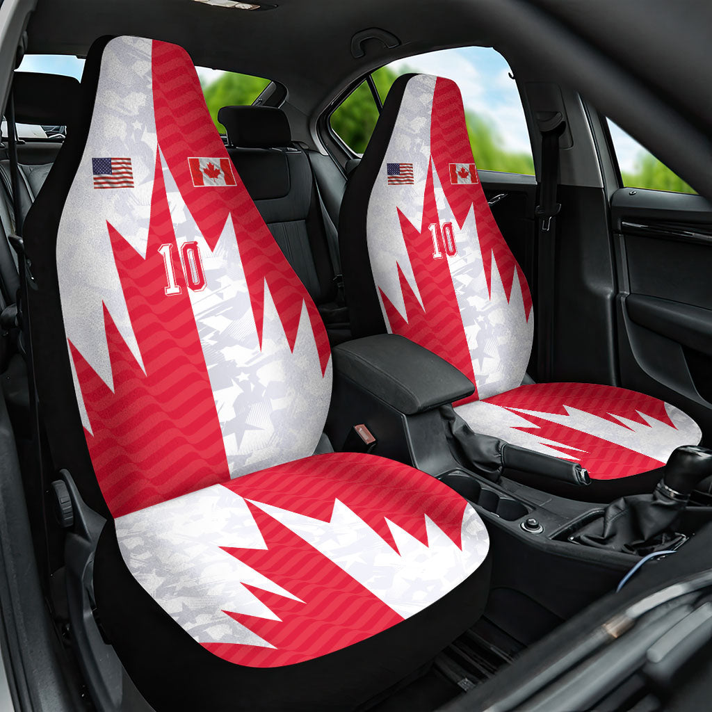 Custom USA and Canada National Football Car Seat Cover Maple Leaf Geometric and American Stripes