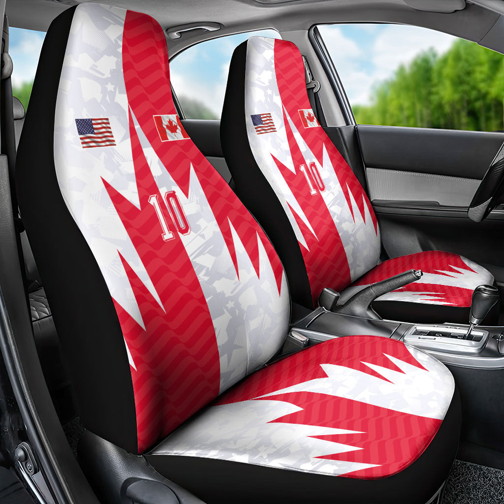 Custom USA and Canada National Football Car Seat Cover Maple Leaf Geometric and American Stripes