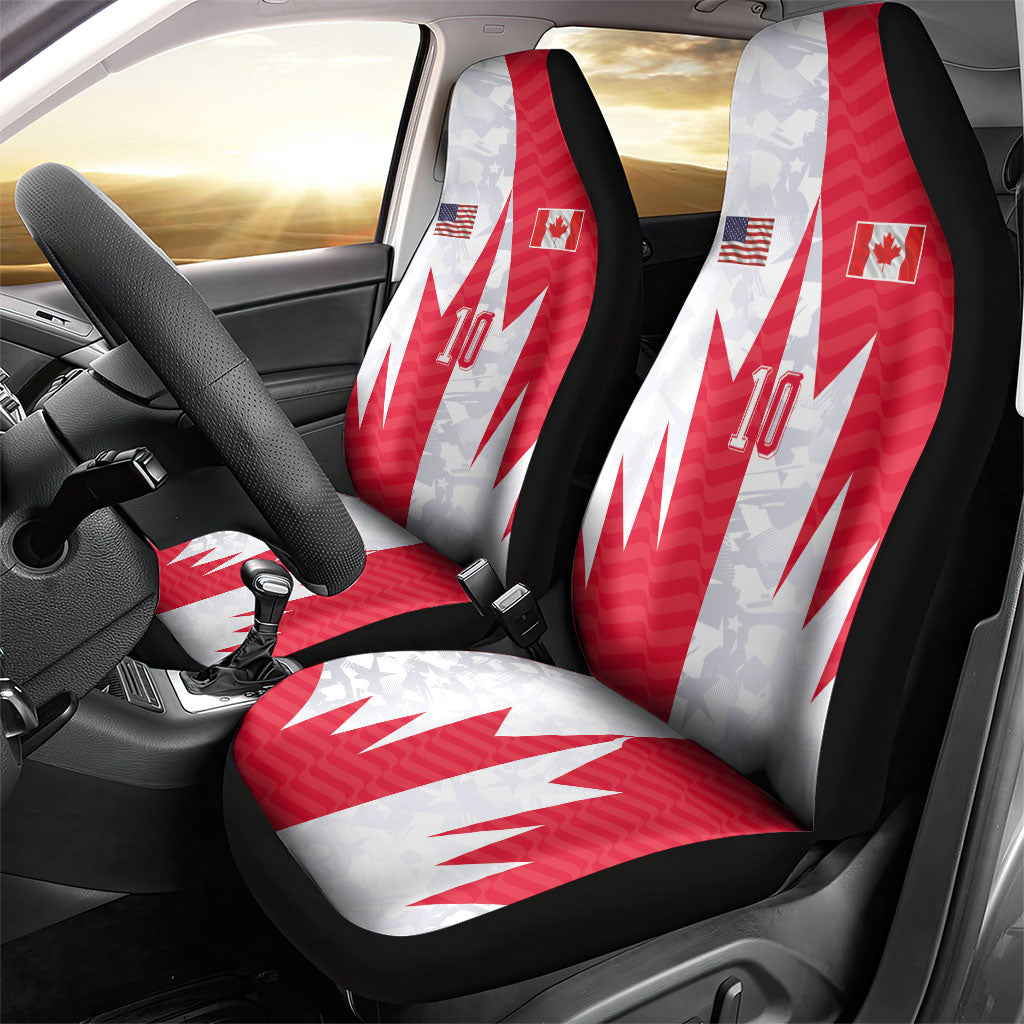 Custom USA and Canada National Football Car Seat Cover Maple Leaf Geometric and American Stripes