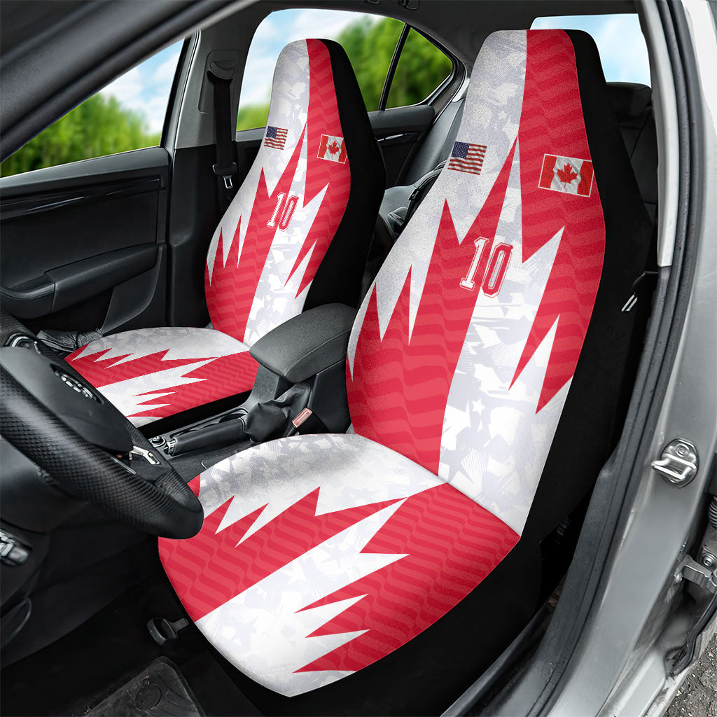 Custom USA and Canada National Football Car Seat Cover Maple Leaf Geometric and American Stripes